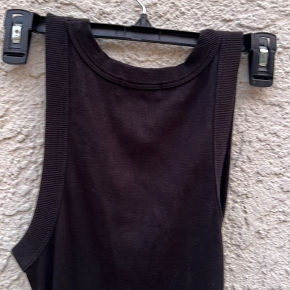 Michael Stars Black Ribbed Midi Ruched Tank Dress Women's Size XS - Picture 7 of 9